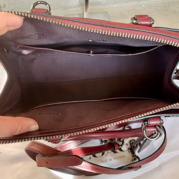 Coach x Selena Gomez Collection Bond Bow Bag Satchel Burgundy handbag purse - Picture 15 of 16